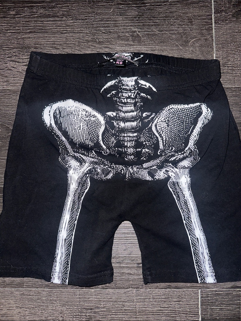 Trickz n Treatz Black Skeleton Print Bike Shorts